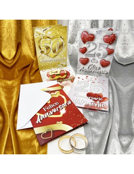 Kit ricarica Anniversario Matrimonio (25, 50 anni) / biglietti di auguri mod. Basic