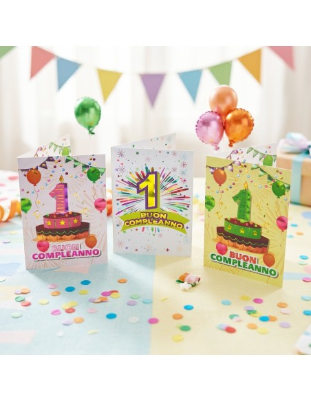 Kit ricarica Compleanno (1 Anno) / biglietti di auguri mod. Flash