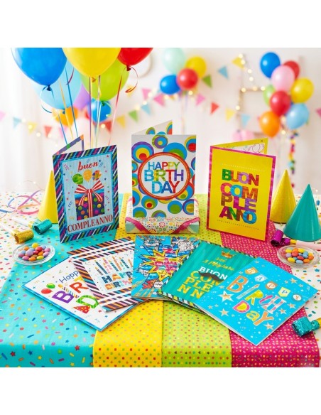 Kit ricarica Compleanno (Cromie Geometriche) / biglietti di auguri mod. Flash
