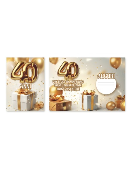 Kit ricarica Compleanni (20, 30, 40 ,50 60, 70 anni + Pensione) / biglietti di auguri mod. Basic