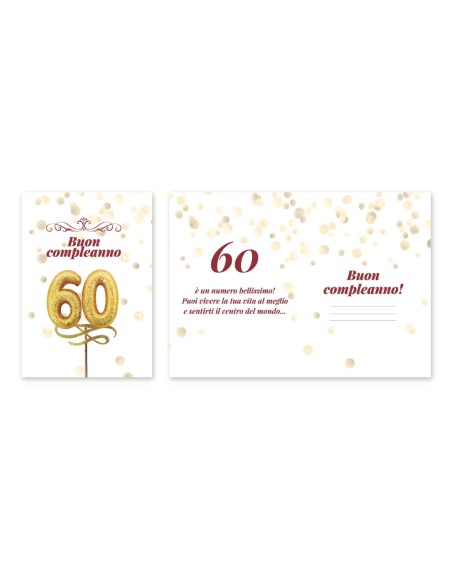 Kit ricarica Compleanni (20, 30, 40 ,50 60, 70 anni + Pensione) / biglietti di auguri mod. Basic