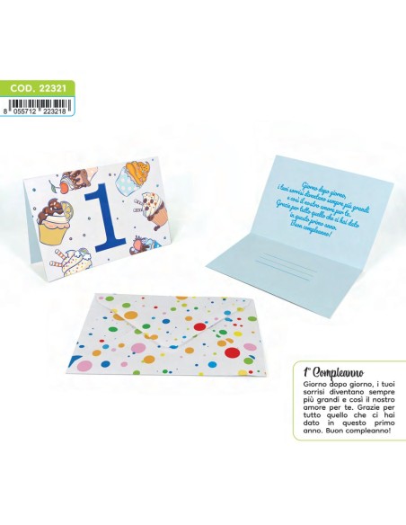 Kit ricarica Compleanno (1 Anno) / biglietti di auguri mod. Deluxe