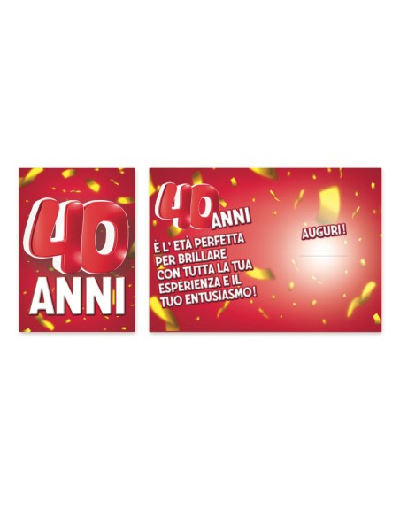Kit ricarica Compleanni (20, 30, 40 ,50 60, 70 anni + Pensione) / biglietti di auguri mod. Basic